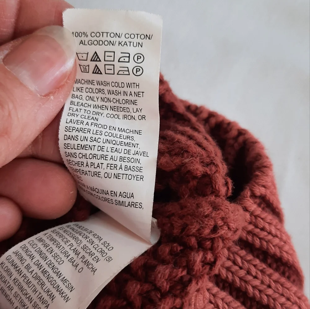 Lucky Brand Rust Cotton Chunky Knit Sweater Grandpa Cozy Classic